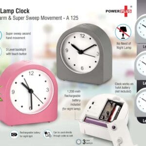 Night lamp clock with Alarm and Super Sweep movement | Rechargeable Lamp | 3 Level backlight
-