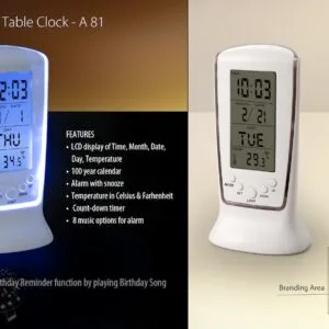 Backlit table clock