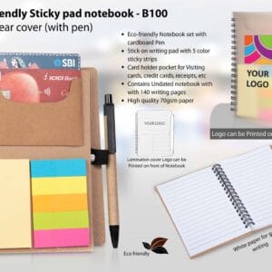 Eco friendly Sticky pad notebook with clear cover (with pen)