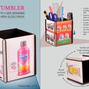 Tumbler with 4 side branding in high gloss finish | Branding included MOQ 200 pc
