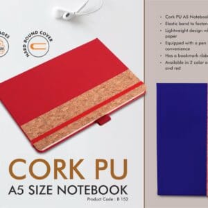 PU Cork Notebook with Elastic Fastener | 160 inner pages