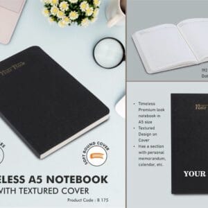 Timeless A5 notebook with textured cover | 192 pages with Graph, Dots & Tear off Sheets