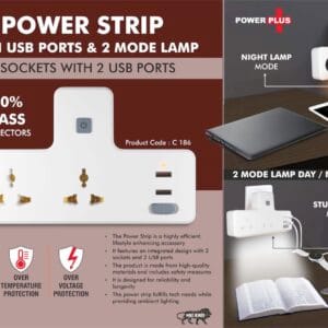 Power Strip with USB ports & Night Lamp | 2 sockets with 2 USB ports | 2 mode lamp - https://youtu.be/apUIlSUspeI