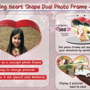 Rotating heart shape dual photo frame