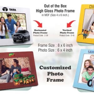 Out of the box High Gloss Photo Frame in MDF | With customized frame & insert | Photo size 4x6 inch | Horizontal | MOQ 100 pcs