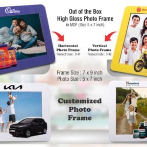 Out of the box High Gloss Photo Frame in MDF | With customized frame & insert | Photo size 5x7 inch | Horizontal | MOQ 100 pcs