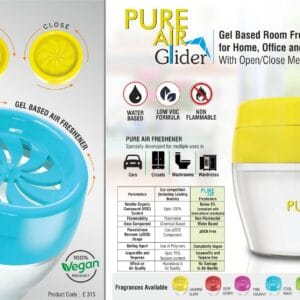 Pure Air Glider: Gel based room freshener for Home, Office and Car | With open/close mechanism
| Net 125 grams -