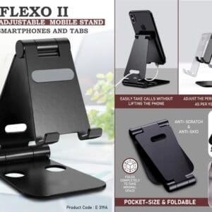 Flexo: Folding Metal Mobile Stand for Smartphones and Tabs | Folds completely to take minimal space | 3 fold style with double angle adjustment -