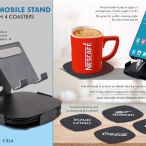 Metal mobile stand with 4 Coasters