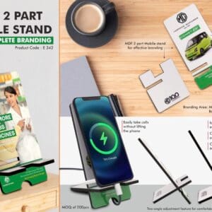 MDF 2 part Mobile stand with complete branding | Double angle adjustment | MOQ 200 pc