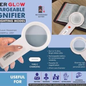 PowerGlow Rechargeable Magnifier with 3 lighting modes & Glowing Logo plate | Type C charging - https://youtu.be/F5euIX-iHGc