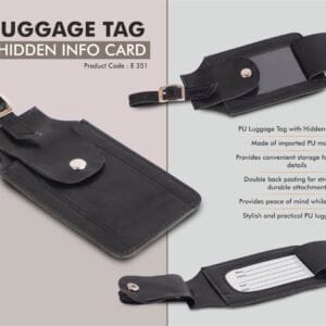 PU Luggage Tag with Hidden Info Card | Double back pasting