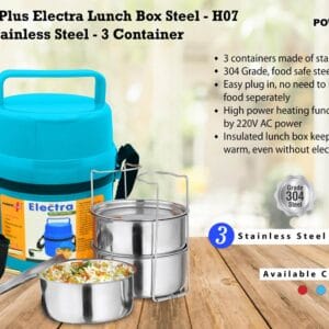 Power Plus Electra Lunch Box Steel | 3 Container