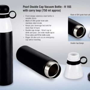 Pearl Double cap Vacuum bottle in metallic finish with carry loop (750 ml approx)