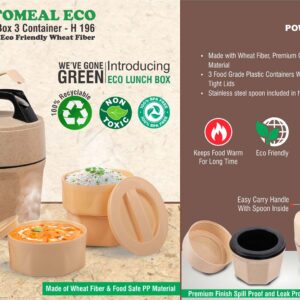 Octomeal Eco: 3 Plastic container lunch box with spoon | Made from Eco friendly material | 100% recyclable -