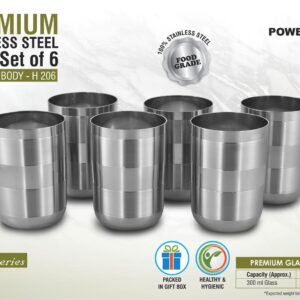 Premium Stainless steel glass set of 6 | Textured body
