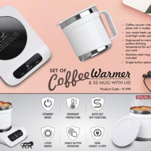 Set of Coffee warmer & SS Mug with Lid | Auto Cut off & Overheat Protection | 2 heat modes - https://youtu.be/2u6DsvOxfcY