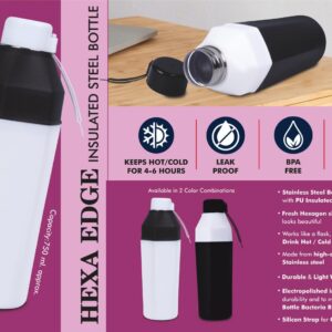 Hexa Edge: Insulated Steel Bottle | Keeps Hot & Cold for 4-6 Hours | Strap for Carrying easily | Capacity 750 ml approx