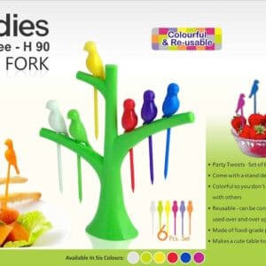 Birdies on a tree fruit fork set