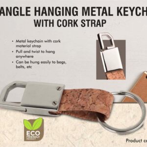 Rectangle hanging metal keychain with Cork strap