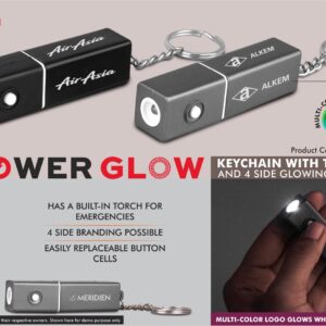PowerGlow keychain with Torch and 4 side Glowing Logo