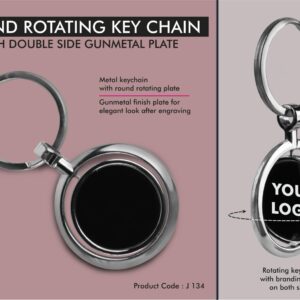 Round Rotating Key chain with Double side Gunmetal plate