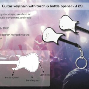 Guitar keychain with torch & bottle opener