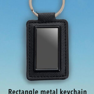 Rectangle metal keychain with PU base (gunmetal finish)